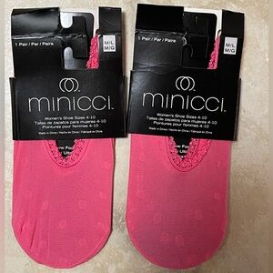 Minicci Women Shoes Non-Slip Protector Open Toe Socks 2pairs, pink color